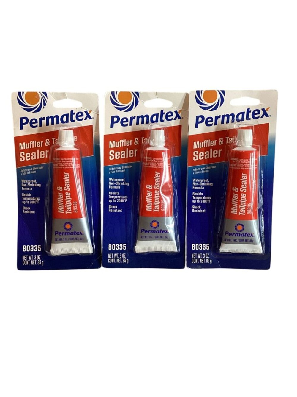 3 Pack Permatex Muffler and Tailpipe Sealer Set MTK-1 High-Temp Resists 3oz @New